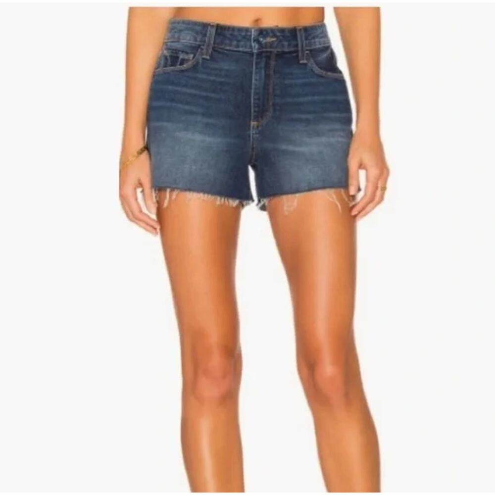 PAIGE Margot Cut Off Denim Shorts Titus Destructed Dark Wash High Rise